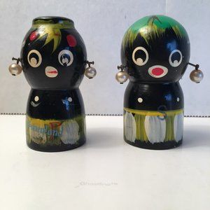 Vintage Wooden Salt and Pepper Shakers